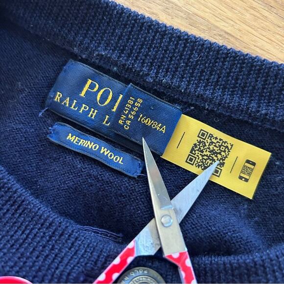 Polo Ralph Lauren Equestrian Themed Buttoned Wool & Silk Cardigan in Navy Small - Picture 14 of 16